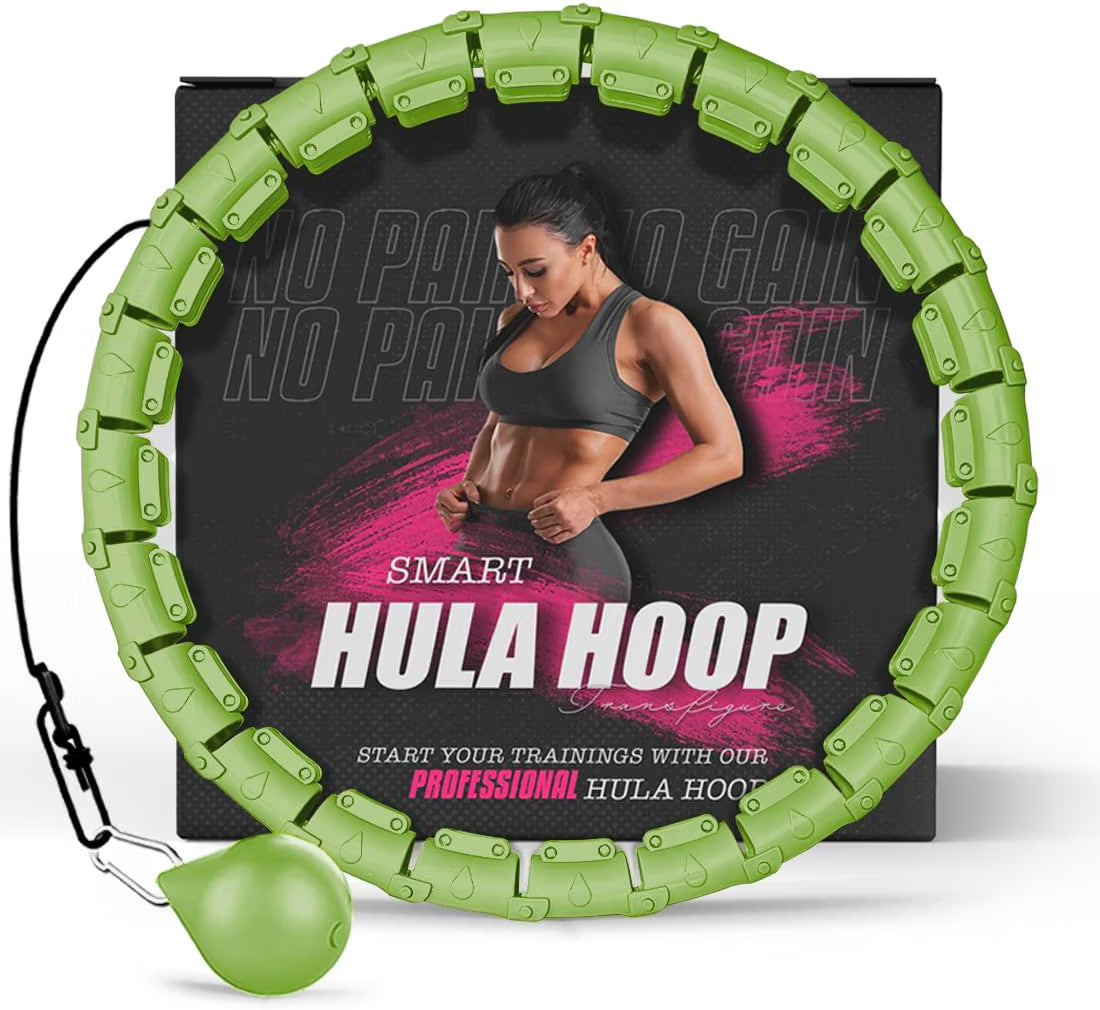 Active 100 Fitness Hula Hoops, Smart Weighted Hula Hoop for Adults, Adjustable Infinity Hoop with 360° Auto-Spinning Ball, Weight Loss Exercise Equipment for Home Use