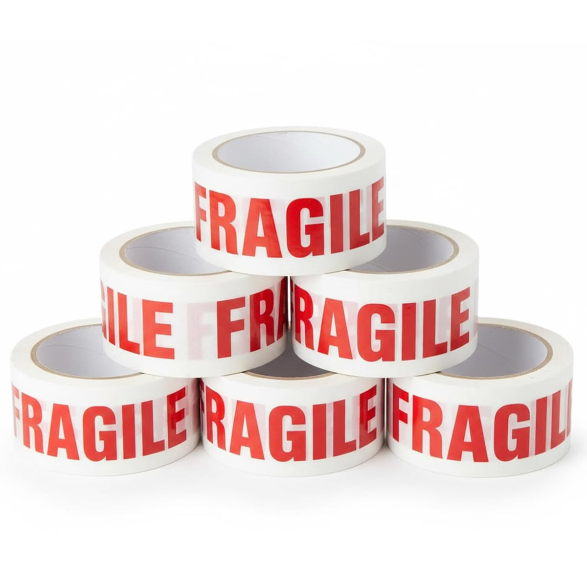 Stick Well Fragile Packing Tape, 48mm x 66m, 6 Rolls, Low Noise Parcel Tape, Secure & Sticky, Heavy Duty Tape for Packing Parcels, Moving House, Cardboard Boxes & Cartons