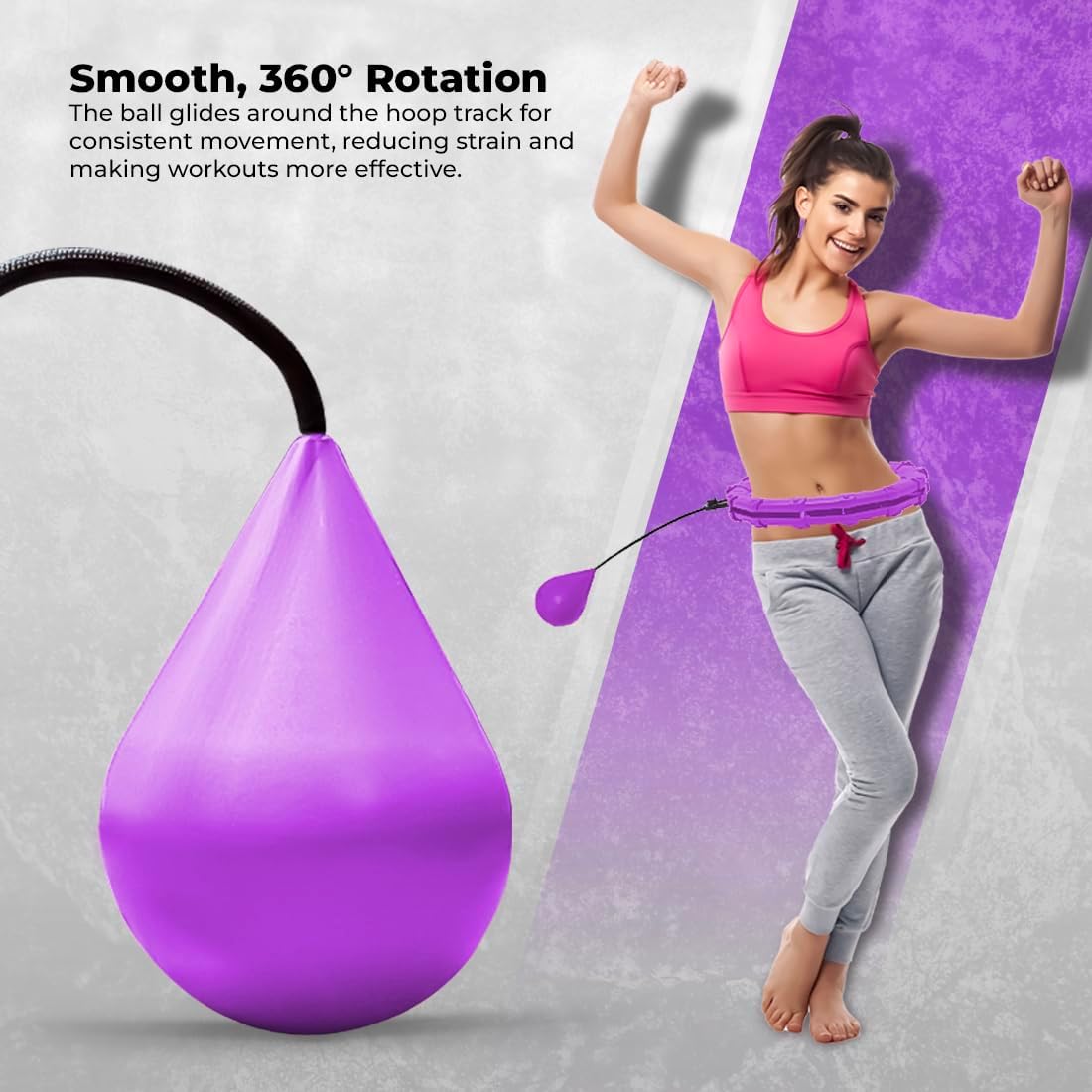 Active 100 Fitness Hula Hoops, Smart Weighted Hula Hoop for Adults, Adjustable Infinity Hoop with 360° Auto-Spinning Ball, Weight Loss Exercise Equipment for Home Use