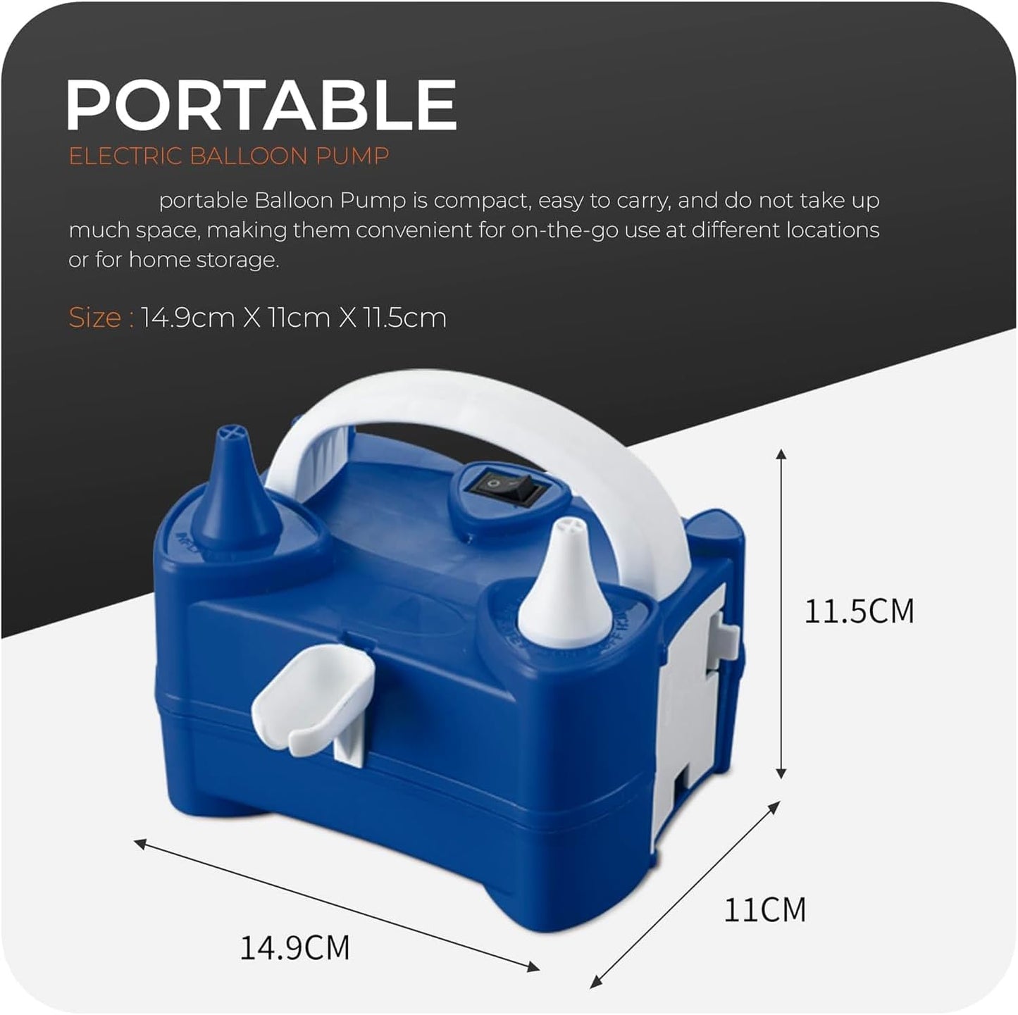 Roe Tenpo Electric Balloon Pump UK, Portable Dual Nozzle Balloon Inflator 220v-240v 600w