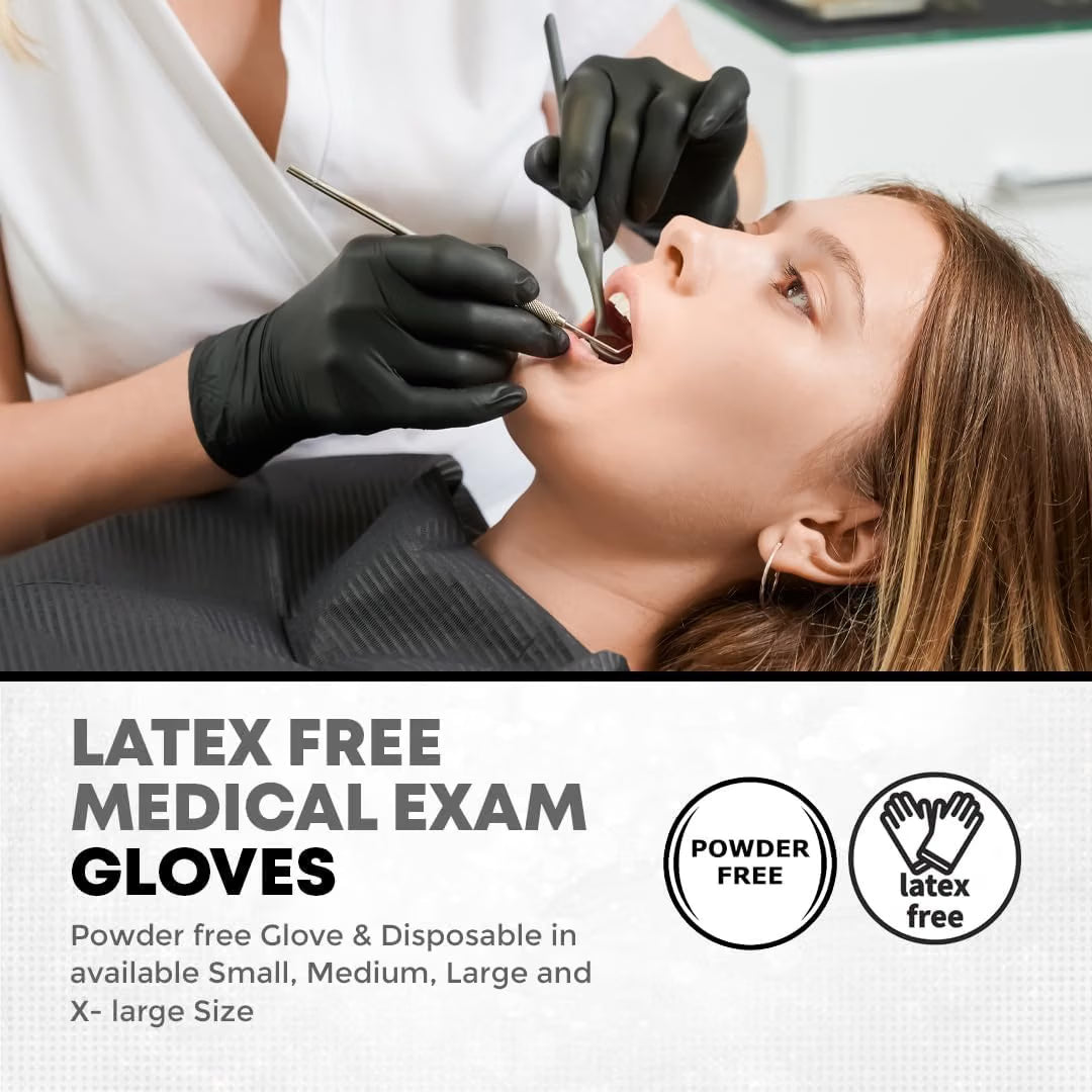 PurGlove Black Nitrile Disposable Gloves, Latex-Free, Powder-Free, Ideal Nitrile Gloves for Food Handling, Beauticians, Tattooists, Cleaning, and Multi-Purpose Use