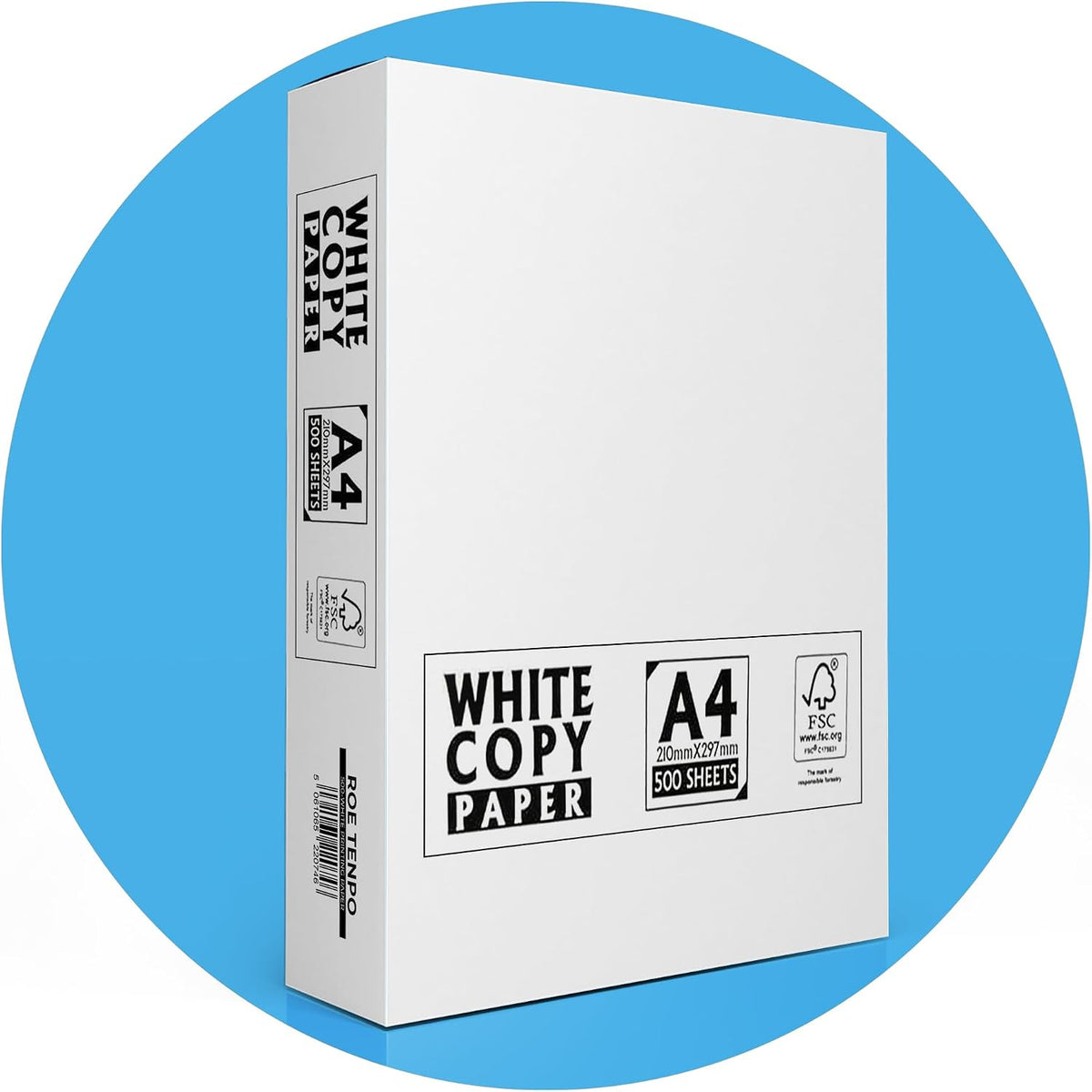 Roe Tenpo A4 Printer Paper, Smooth White Paper Finish, Compatible with Inkjet & Laser Printers - Ideal for Home & Office Use, Copying, Printing Flyers, Reports, and More