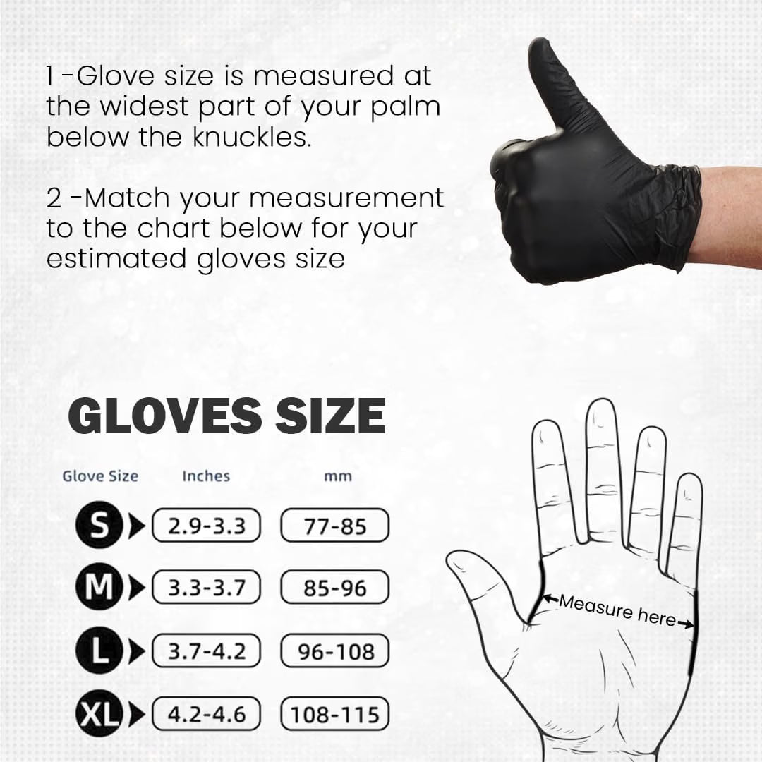 PurGlove Black Nitrile Disposable Gloves, Latex-Free, Powder-Free, Ideal Nitrile Gloves for Food Handling, Beauticians, Tattooists, Cleaning, and Multi-Purpose Use