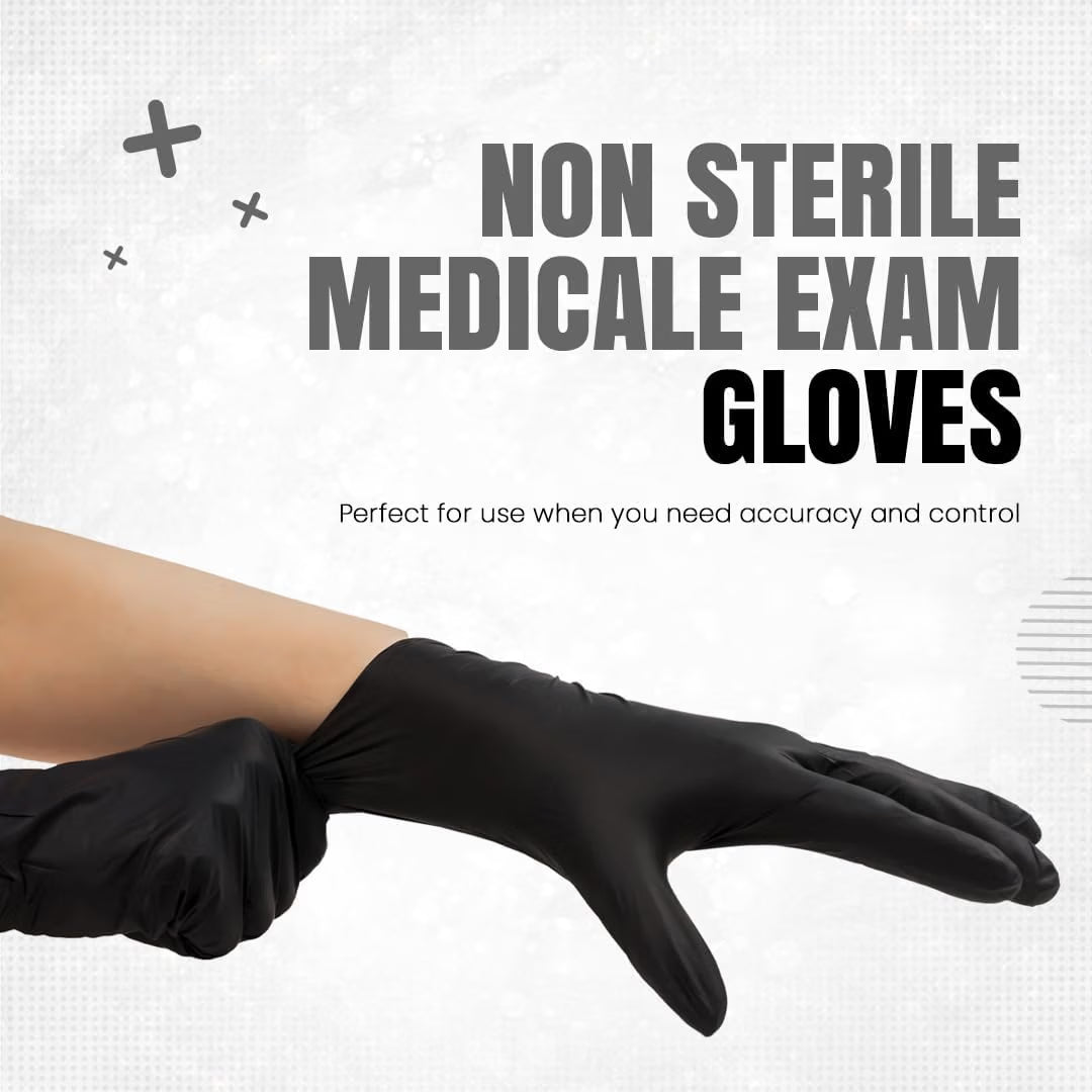 PurGlove Black Nitrile Disposable Gloves, Latex-Free, Powder-Free, Ideal Nitrile Gloves for Food Handling, Beauticians, Tattooists, Cleaning, and Multi-Purpose Use