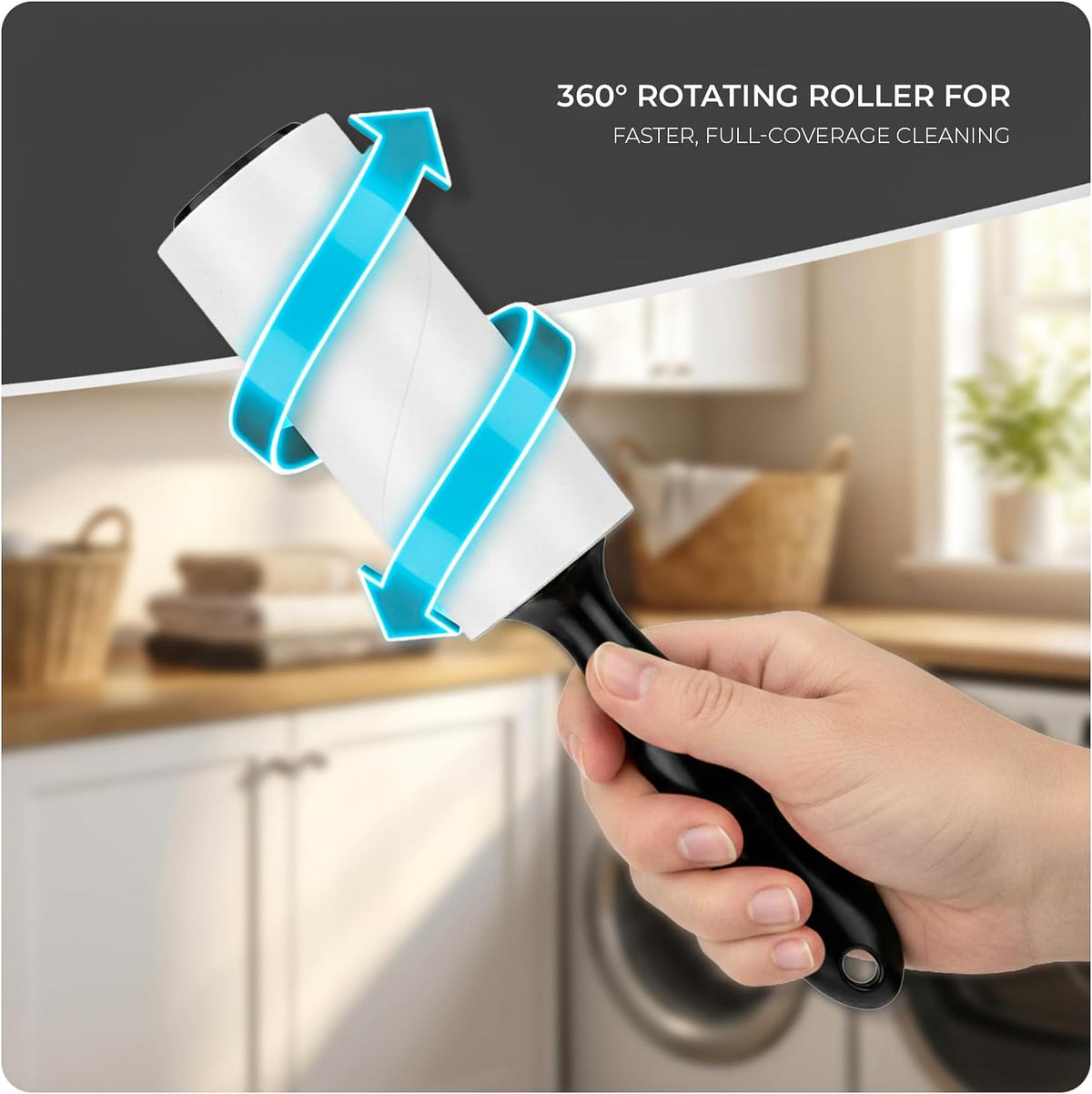 Cozy Paw Lint Roller, 6 Pack with 1 Reusable Handle, 360 Extra Sticky Sheets for Pet Hair Removal, Lint Remover for Dust & Fluff from Clothing, Furniture, Carpets & Car Seats