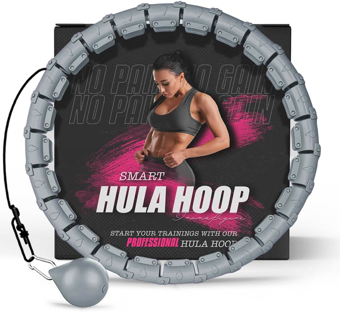 Active 100 Fitness Hula Hoops, Smart Weighted Hula Hoop for Adults, Adjustable Infinity Hoop with 360° Auto-Spinning Ball, Weight Loss Exercise Equipment for Home Use