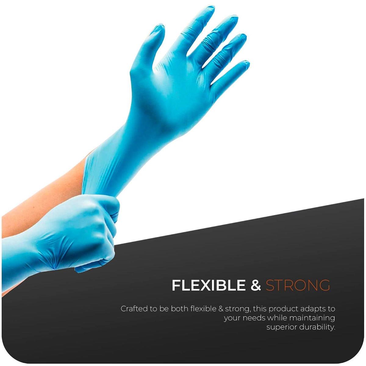Glovein Disposable Gloves, Blue Nitrile Gloves, Powder-Free, Latex-Free, Strong with Textured Grip, Multipurpose for Food Handling, Cleaning, Automotive & DIY