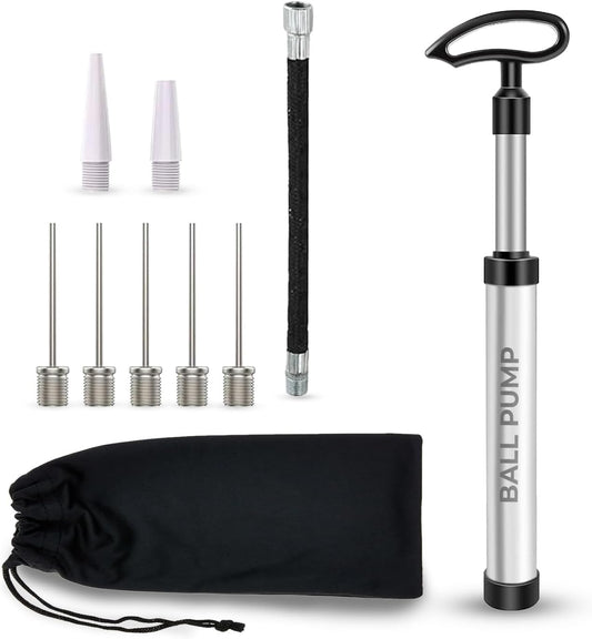 Scott 11 Ball Pump with 5 Needles, 2 Conical Plastic Nozzles & 1 Flexible Rubber Extension Hose, Suitable for Footballs, Basketballs, Volleyballs, Rugby Balls and More