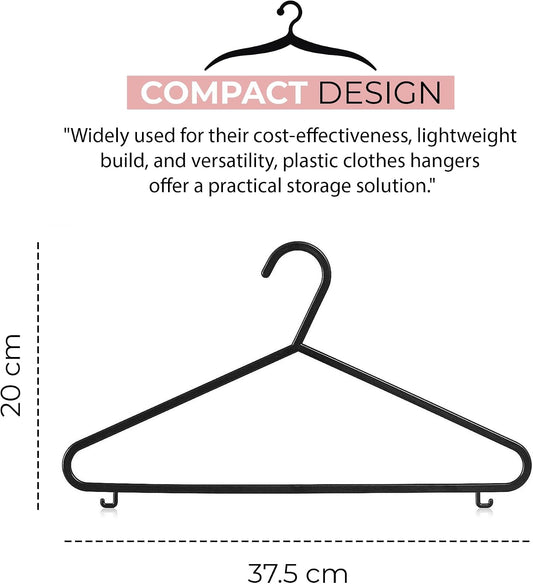 Roe Tenpo Coat Hangers, | Adult Plastic Clothes Hangers for Clothes | Durable & Lightweight | Non-Slip, Space-Saving Design for Shirts, Jackets, Trousers & More