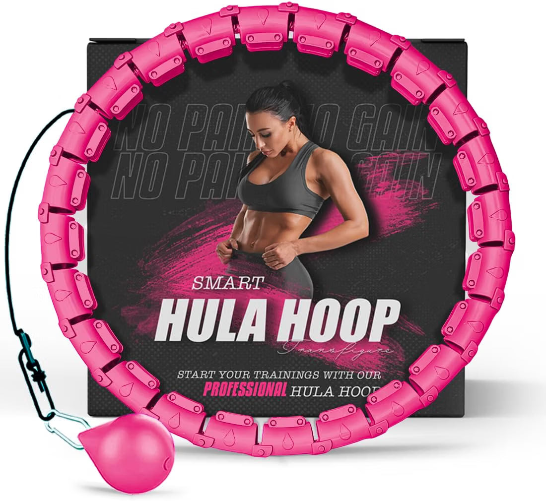 Active 100 Fitness Hula Hoops, Smart Weighted Hula Hoop for Adults, Adjustable Infinity Hoop with 360° Auto-Spinning Ball, Weight Loss Exercise Equipment for Home Use