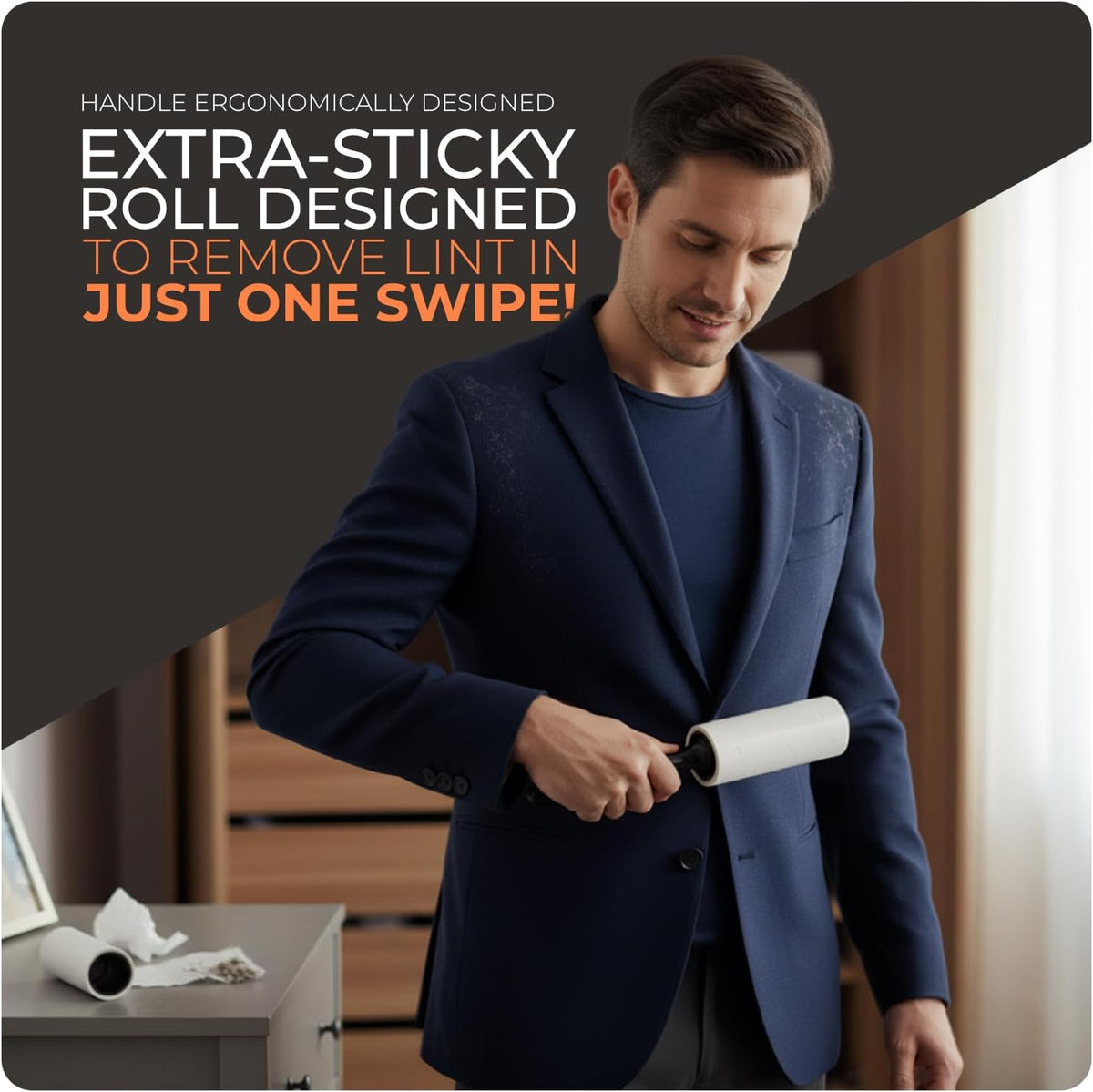 Roe Tenpo 6 Pack Lint Roller with 1 Replacement Handle, 360 Easy Peel Sheets, Lint Remover for Dust & Fluff from Clothes, Pet Hair Remover, Furniture, Carpet