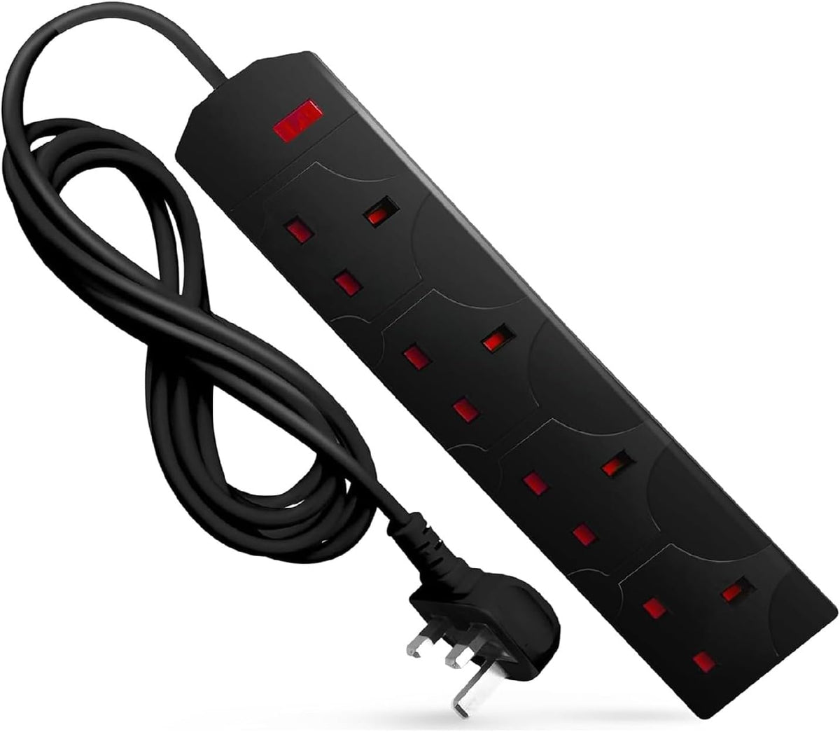 Scott 11 Extension Lead with UK Plug, 4 Way Power Strip with 2 Metre Cable, Wall Mountable Multi Socket for Home, Office, Bedroom & Kitchen