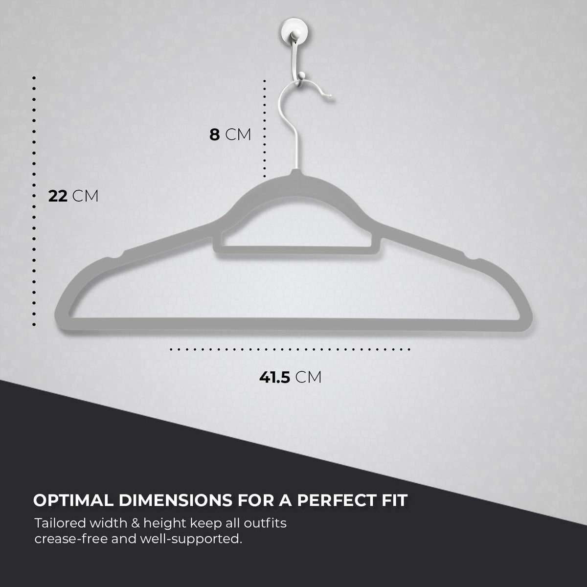 Roe Tenpo Coat Hangers, 20 Pack, Black | Velvet Hangers for Clothes with Tie Bar & 360° Hook | Durable & Sturdy | Non-Slip, Space-Saving Design for Shirts, Jackets, Trousers & More