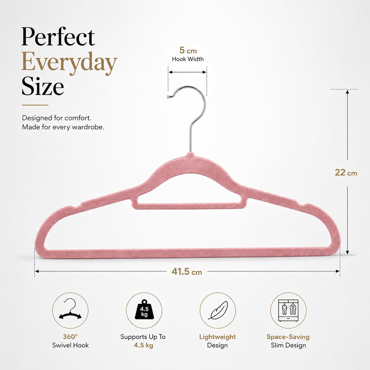 Housezy Coat Hangers, 20 Pack, Non-Slip Velvet Hangers for Clothes with Tie Bar & 360° Rotating Hook, Strong & Durable, Slim Space Saving Design for Coats, Shirts, Jackets & Trousers