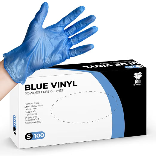 PurGlove Blue Vinyl Disposable Gloves, 100 Count Latex Free, Powder-Free, Puncture-Resistant, Ideal Vinyl Gloves for Cleaning, Hairdressing & Multi-Purpose Use