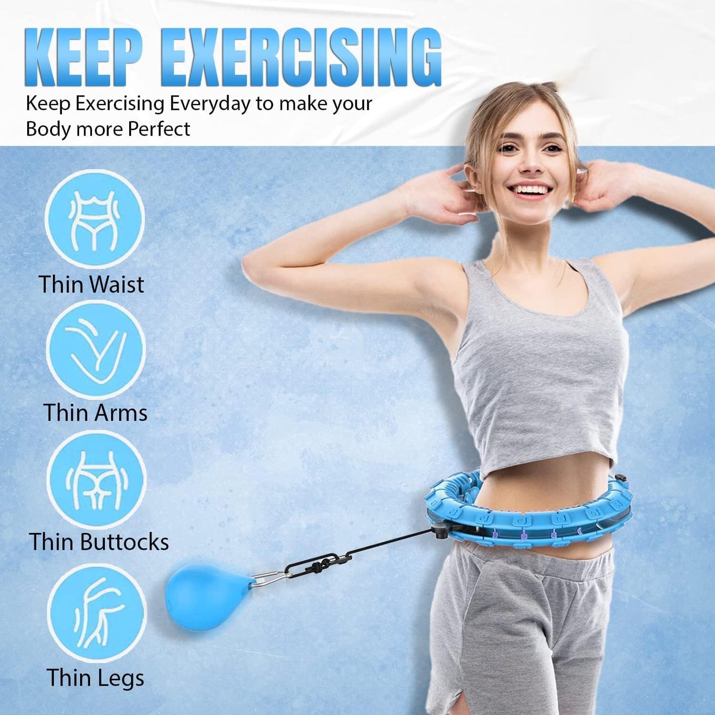 Active 100 Weighted Hula Hoop Circle 24 Detachable Fitness Ring with 360 Degree Auto-Spinning Ball