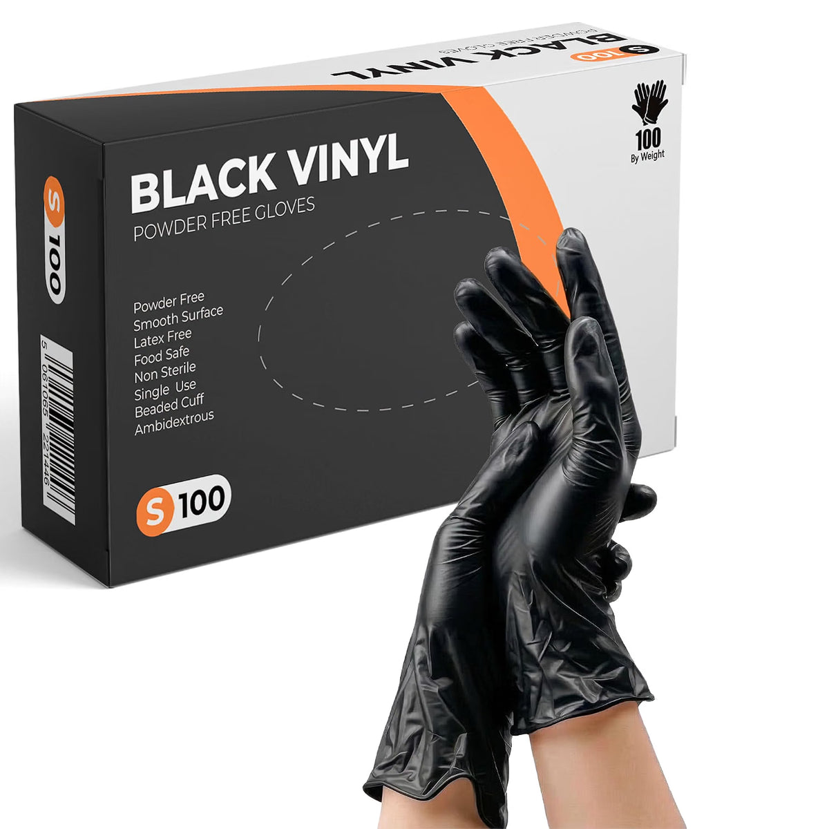 PRAIMA Black Vinyl Gloves, Powder Free & Latex Free, Multi-Purpose Black Disposable Gloves for Food Handling, Cooking, Cleaning & Medical Use