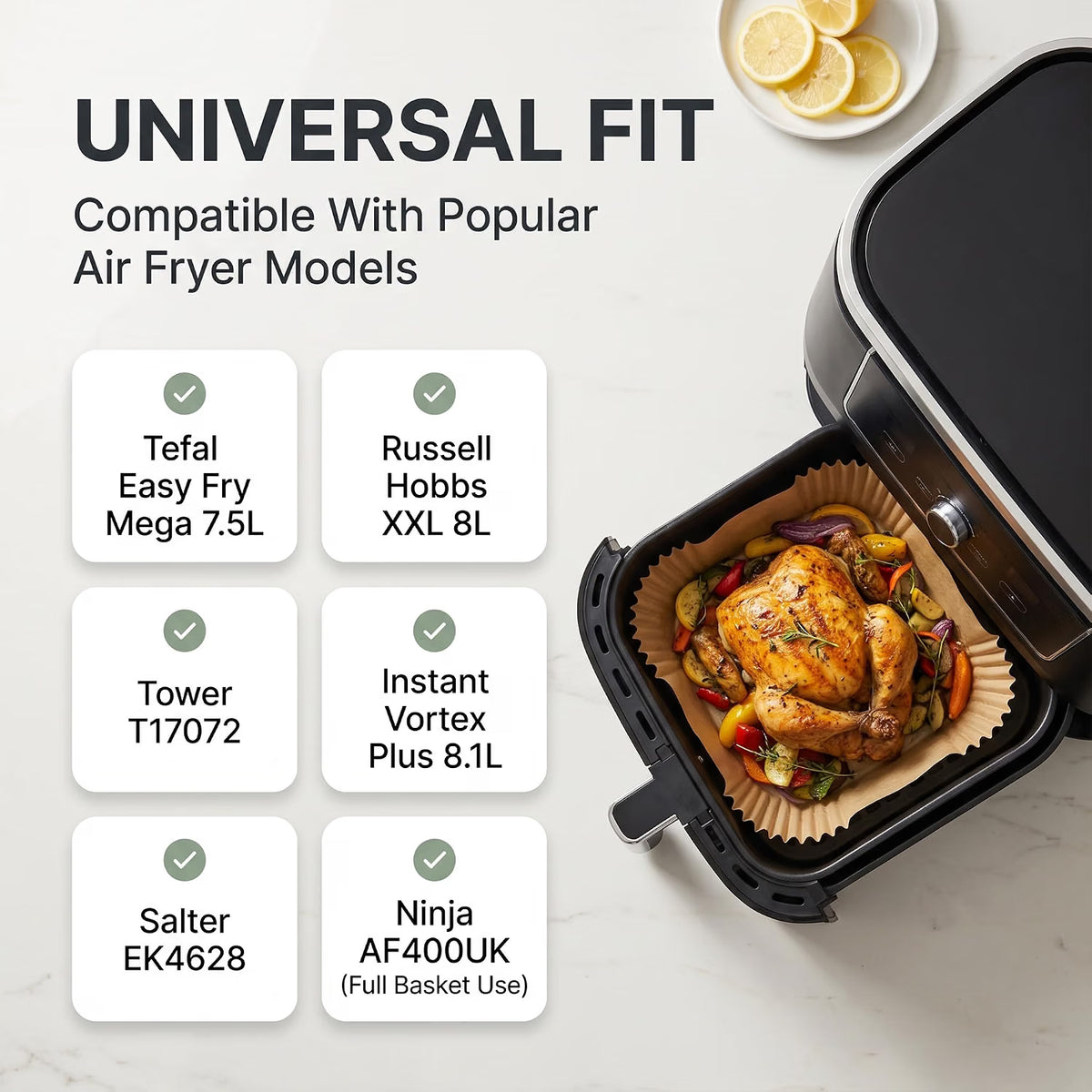 Scott 11 Air Fryer Liners, 100 PCS, Parchment Paper, Non-Stick & Greaseproof Disposable Baking Paper Liners