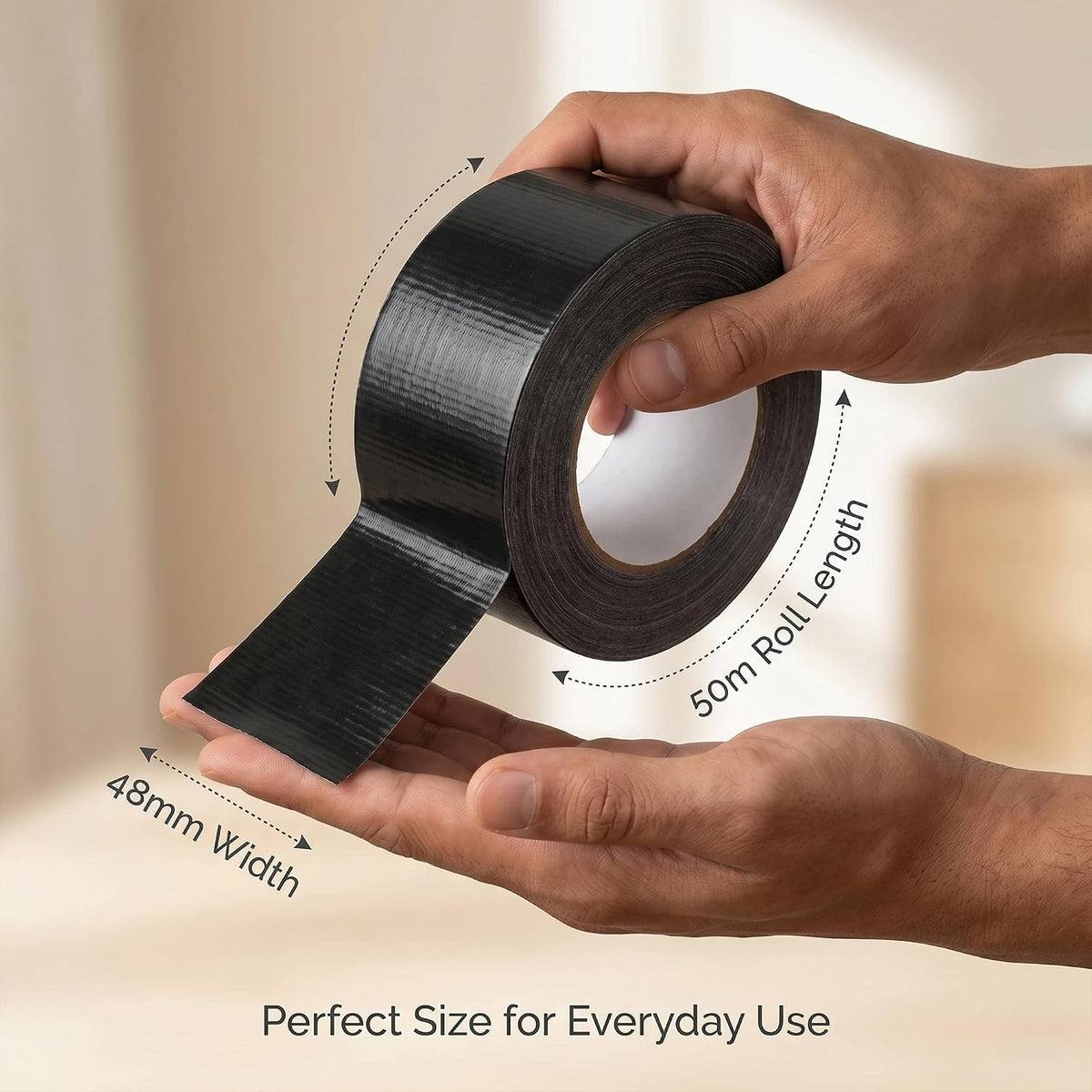 Roe Tenpo Silver Duct Tape - 48mm x 50m, Heavy Duty Gaffer Tape, Waterproof, Extra Strong Adhesive, Residue-Free, Ideal for Sealing, Wrapping, Plumbing & Indoor/Outdoor Repairs