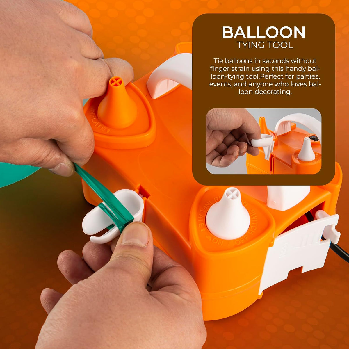 Scott 11 Electric Balloon Pump with Dual Nozzle, Portable Balloon Inflator 220v-240v 600w, Electric Air Pump for Birthdays, Parties, Wedding and Event Decorations
