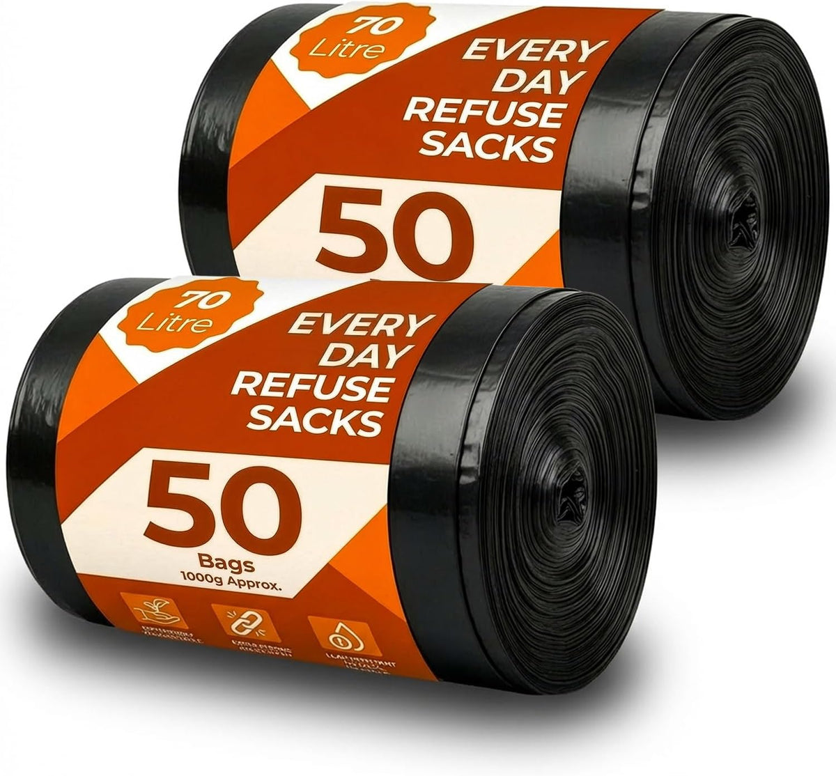 Scott 11 Black Bin Bags, Refuse Sacks 70L, 30 Microns Leak-Resistant, Tear-Proof, Eco-Friendly Bin Liners Ideal for Home, Garden, Office and Commercial