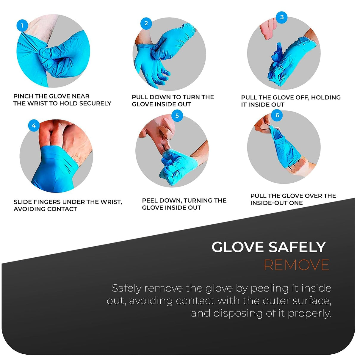 Glovein Disposable Gloves, Blue Nitrile Gloves, Powder-Free, Latex-Free, Strong with Textured Grip, Multipurpose for Food Handling, Cleaning, Automotive & DIY