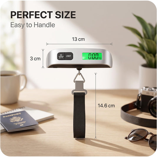 Roe Tenpo Luggage Scale, Portable Suitcase Scale 50kg/110lb Capacity Travel Scale for Luggage with Tare Function, Backlit LCD, Temperature Display, Auto Shut-Off, Overload Indicator