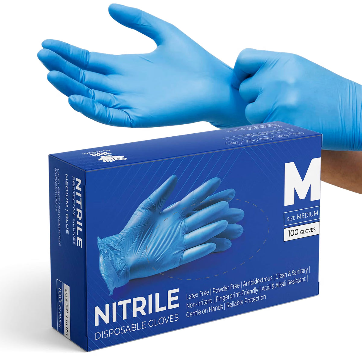 Glovein Disposable Gloves, Blue Nitrile Gloves, Powder-Free, Latex-Free, Strong with Textured Grip, Multipurpose for Food Handling, Cleaning, Automotive & DIY