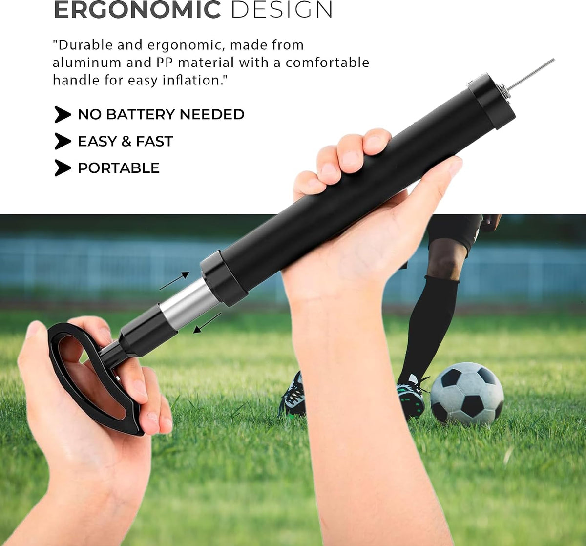 Scott 11 Ball Pump with 5 Needles, 2 Conical Plastic Nozzles & 1 Flexible Rubber Extension Hose, Suitable for Footballs, Basketballs, Volleyballs, Rugby Balls and More