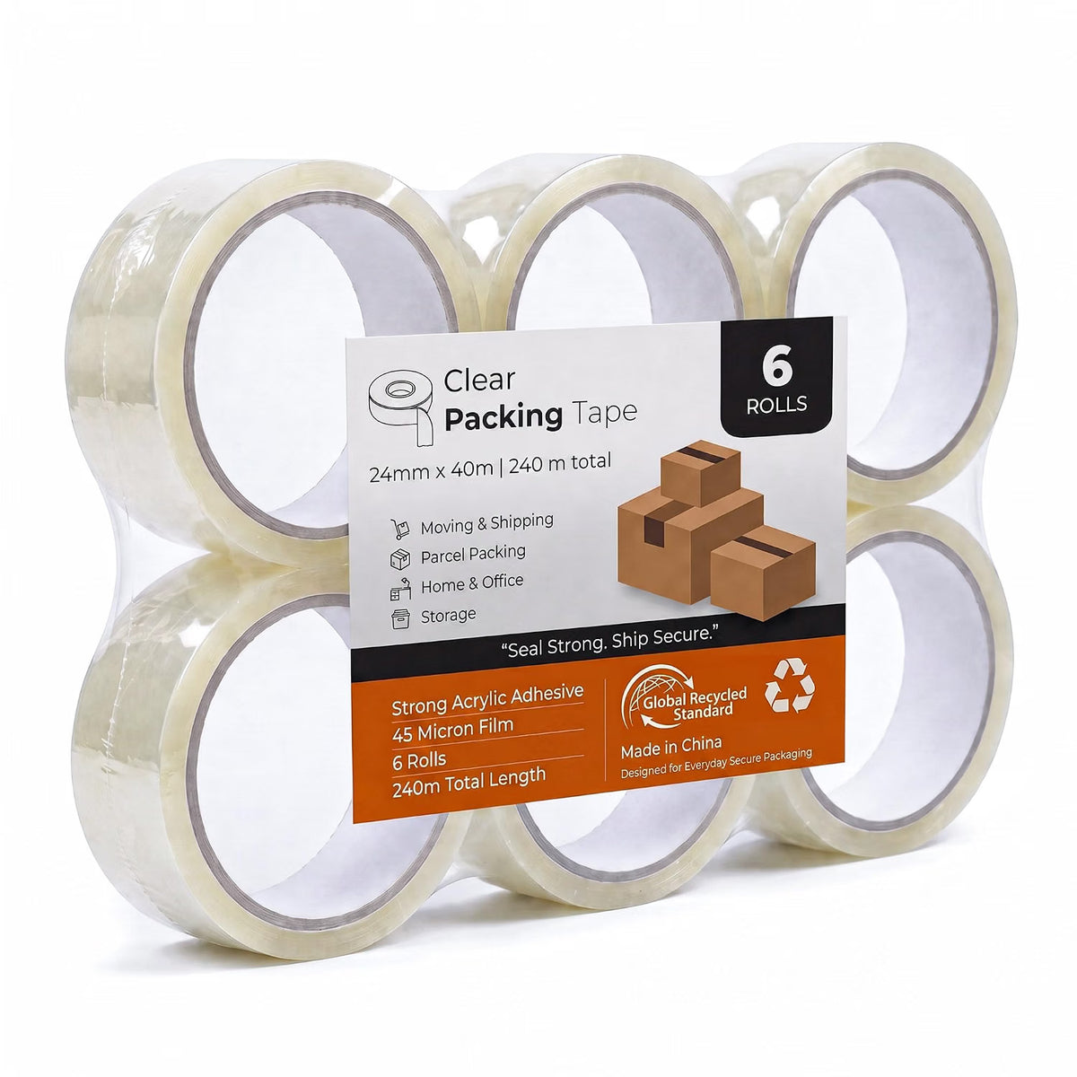 Stick Well Clear Cellotape, 6 Rolls, 24mm x 40m, 45 Micron Strong & Durable, Easy Tear, No Residue, Ideal Clear Packing Tape for Small Parcel, Gift Wrapping, Crafts, Home & Office