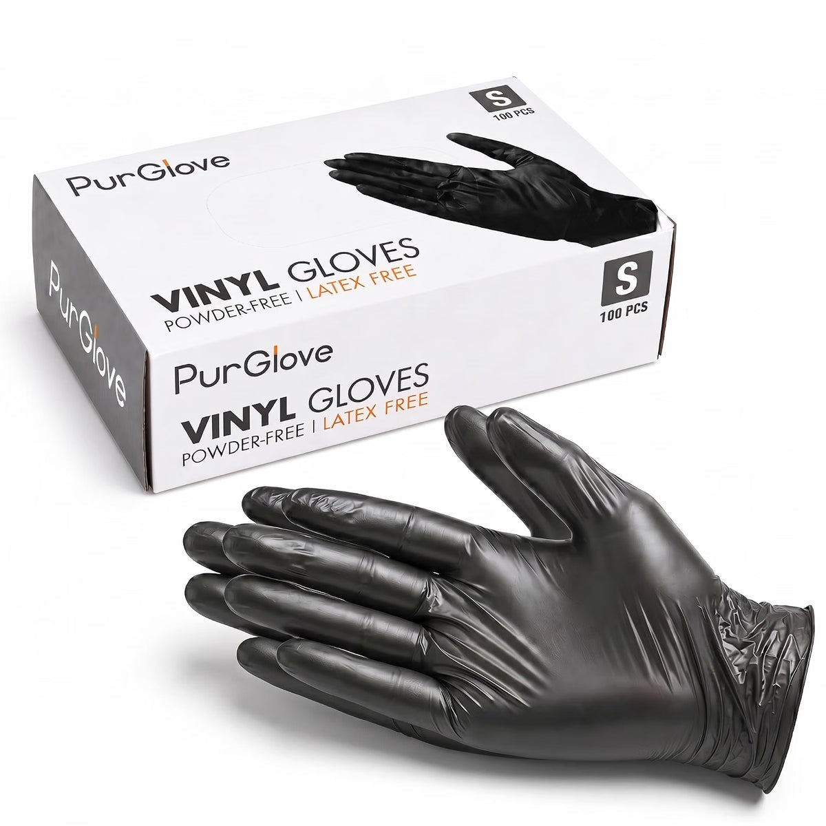 PurGlove Black Vinyl Disposable Gloves, Powder Free & Latex Free, Food Grade Multi-Purpose Gloves for Food Handling, Cooking, Cleaning, Beauty & Household use
