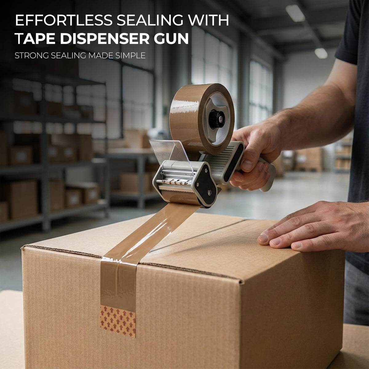 Roe Tenpo Packaging Tape, Brown Parcel Packing Tape with Low Noise - 48mm X 66m, Secure and Sticky Seal for Boxes, Packing, Shipping, Moving, eCommerce