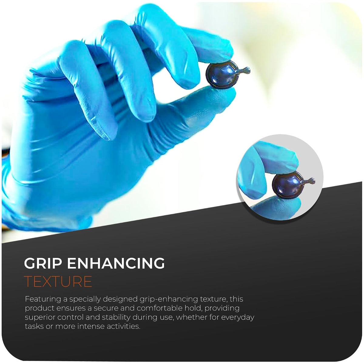 Glovein Disposable Gloves, Blue Nitrile Gloves, Powder-Free, Latex-Free, Strong with Textured Grip, Multipurpose for Food Handling, Cleaning, Automotive & DIY