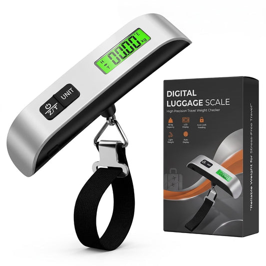 Roe Tenpo Luggage Scale, Portable Suitcase Scale 50kg/110lb Capacity Travel Scale for Luggage with Tare Function, Backlit LCD, Temperature Display, Auto Shut-Off, Overload Indicator
