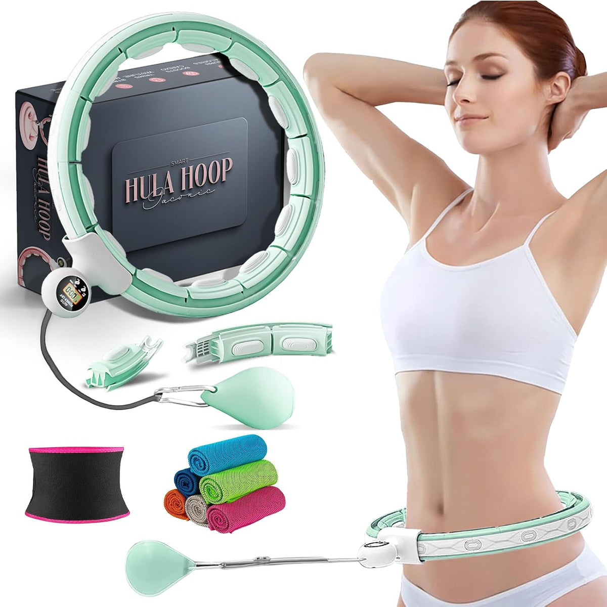 Scott 11 Fitness Hula Hoops, Weighted Hula Hoop For Adults 360 Degree Auto-Spinning Ball Massage, Infinity Hoop, Weight Loss Exercise Equipment for Home Use