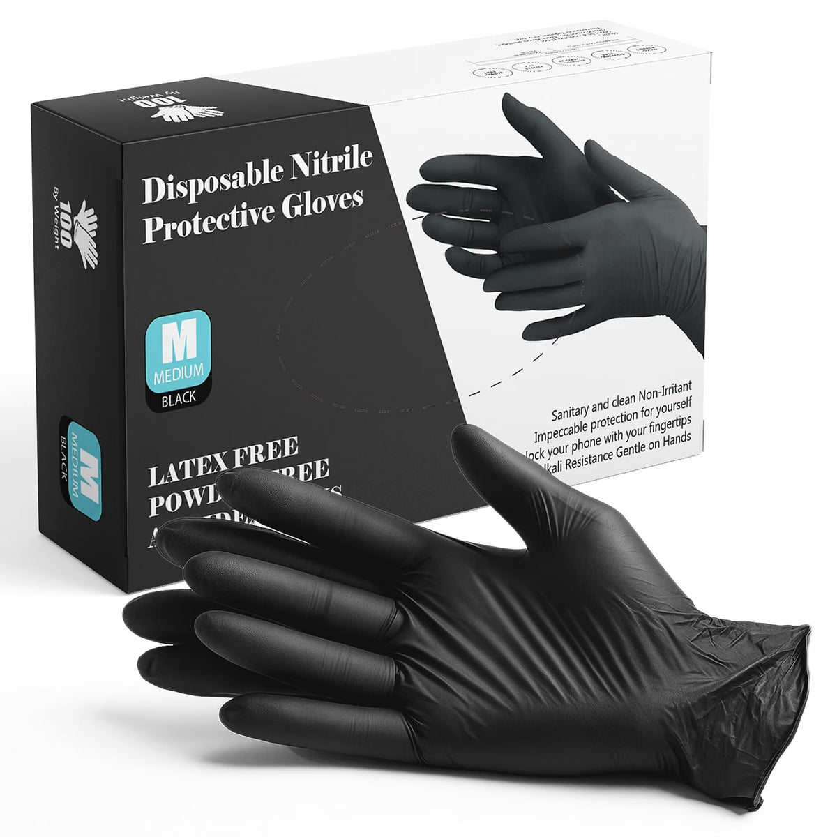 PurGlove Black Nitrile Disposable Gloves, Latex-Free, Powder-Free, Ideal Nitrile Gloves for Food Handling, Beauticians, Tattooists, Cleaning, and Multi-Purpose Use