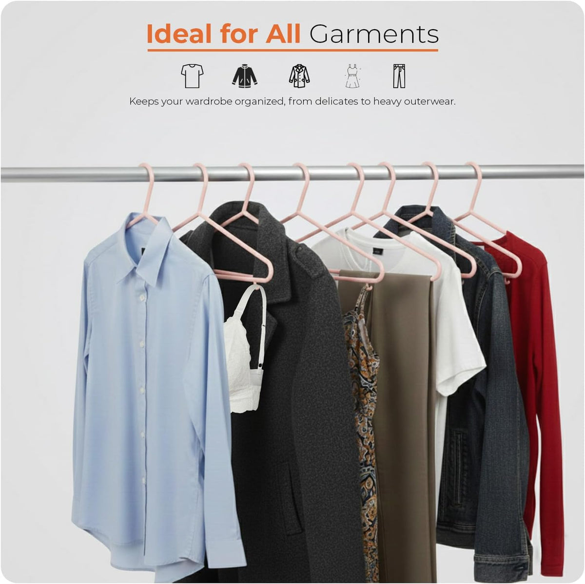 Scott 11 Plastic Coat Hangers, 25 Pack - Adult Strong Clothes Hangers For Clothes, Durable With Hooks For Space-Saving, Lightweight, Non-Slip, Slim Design For Trousers, Shirts & Suits