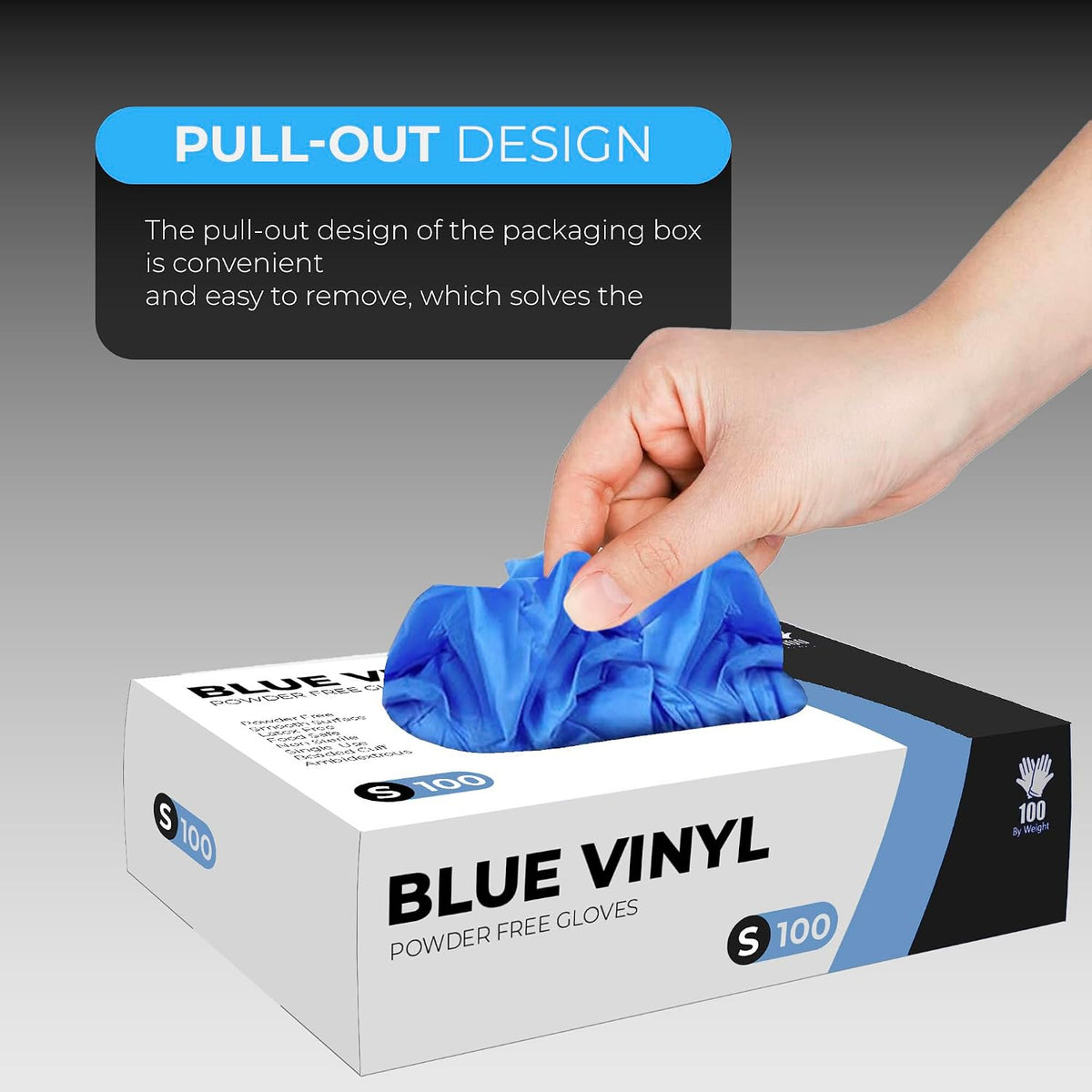 PRAIMA Disposable Gloves, Blue Vinyl Gloves, Powder Free, Latex Free, Comfortable Fit, Suitable for Food Handling, Cleaning, Hairdressing & Multi-Purpose Use
