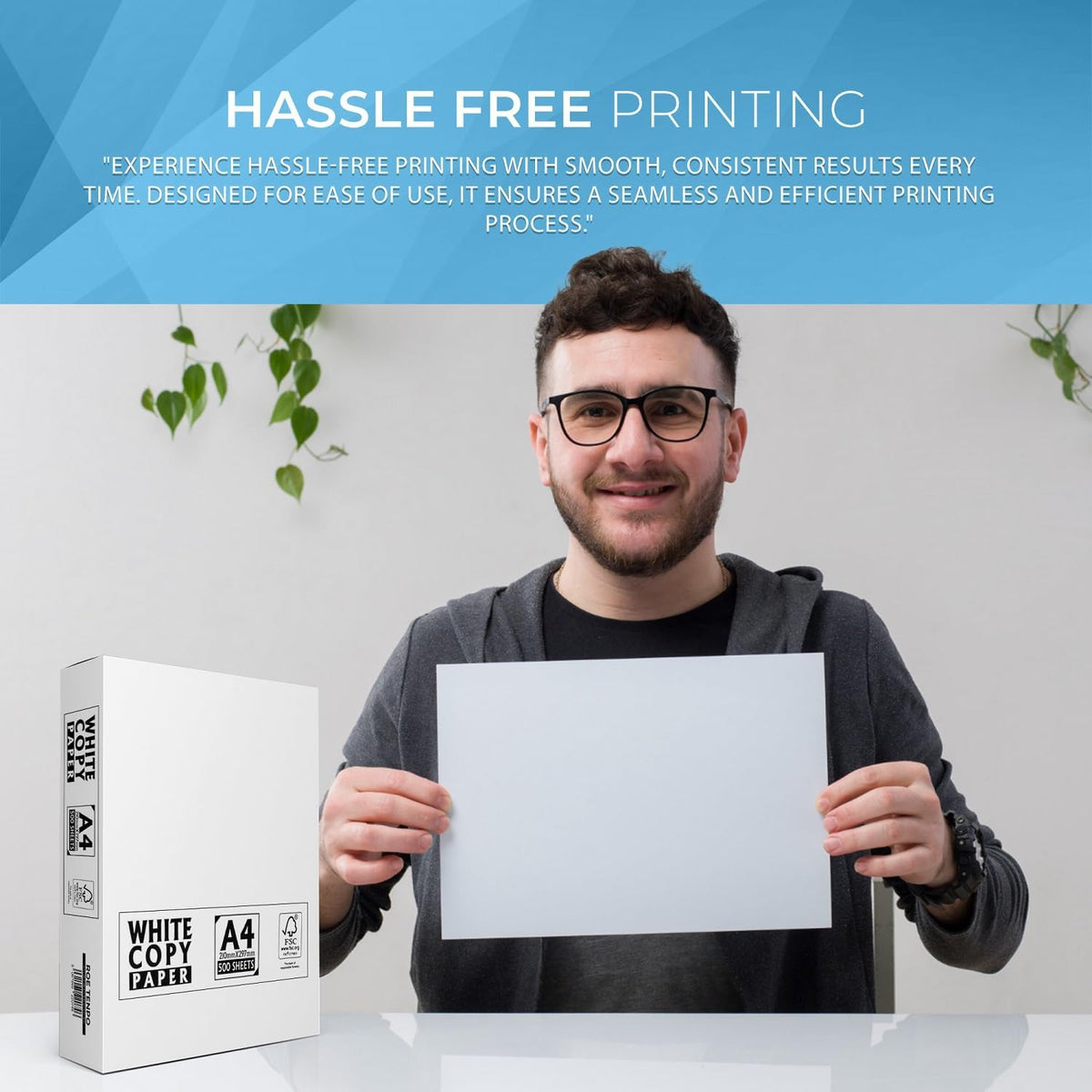 Roe Tenpo A4 Printer Paper, Smooth White Paper Finish, Compatible with Inkjet & Laser Printers - Ideal for Home & Office Use, Copying, Printing Flyers, Reports, and More