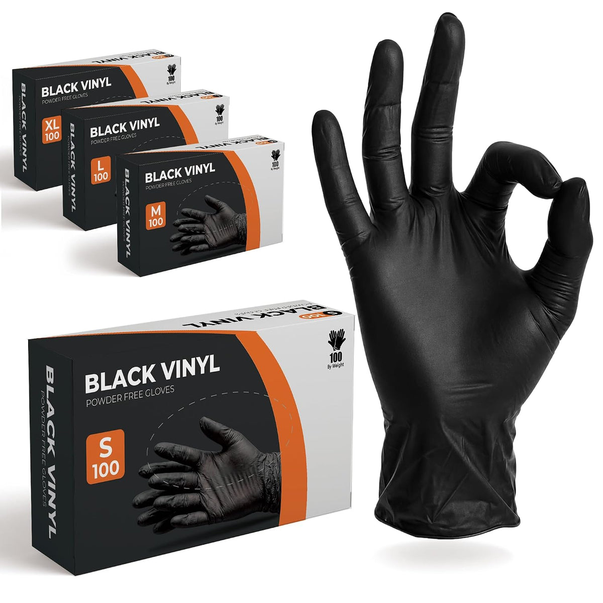 The Real Touch Disposable Gloves Latex-Free, Powder-Free, Food Grade, Comfortable Fit, Multi-Purpose Black Vinyl Gloves for Food Handling, Cleaning & Beauty