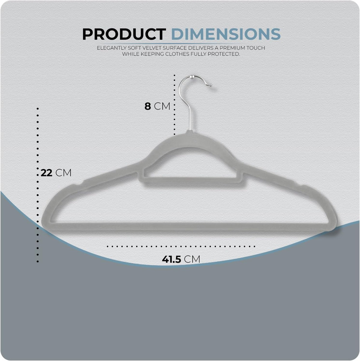 Scott 11 20-Pack Velvet Hangers for Clothes – Non-Slip Coat Hangers with Tie Organizer & 360° Hook – Strong, Space-Saving Wardrobe Organisers for Shirts, Coats, Dresses & Trousers