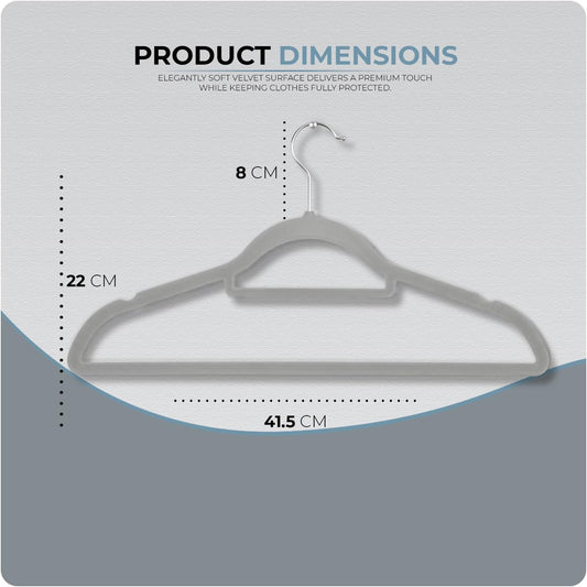 Scott 11 20-Pack Velvet Hangers for Clothes – Non-Slip Coat Hangers with Tie Organizer & 360° Hook – Strong, Space-Saving Wardrobe Organisers for Shirts, Coats, Dresses & Trousers