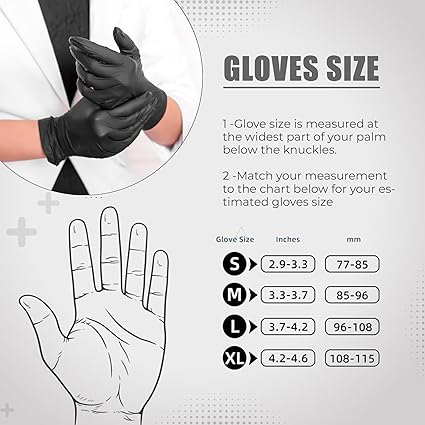 Black Nitrile Disposable Gloves - Latex-Free, Powder-Free