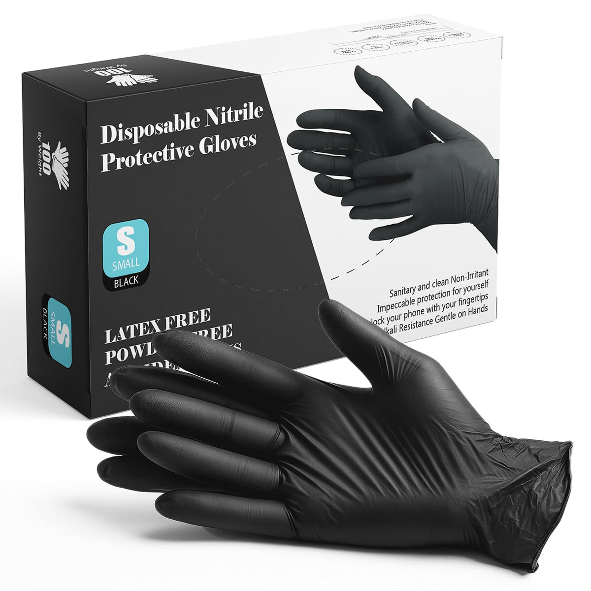 PurGlove Black Nitrile Disposable Gloves, Latex-Free, Powder-Free, Ideal Nitrile Gloves for Food Handling, Beauticians, Tattooists, Cleaning, and Multi-Purpose Use