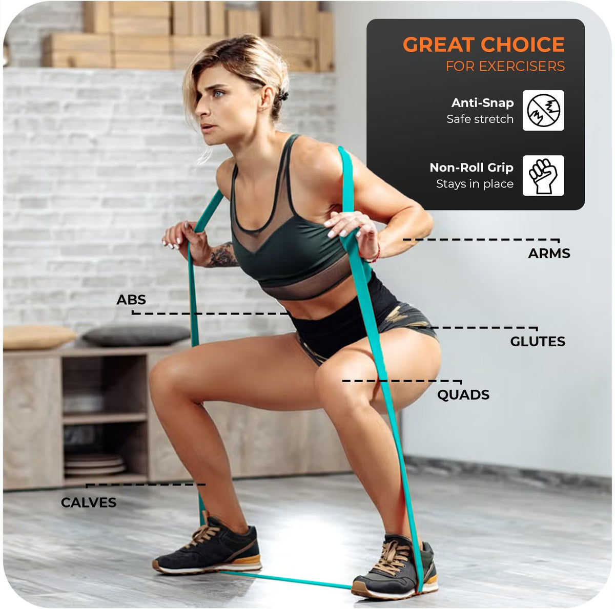 Active 100 Resistance Bands, Set of 5 Different Levels, Exercise Band for Home Gym, Training and Yoga with Carrying Bag