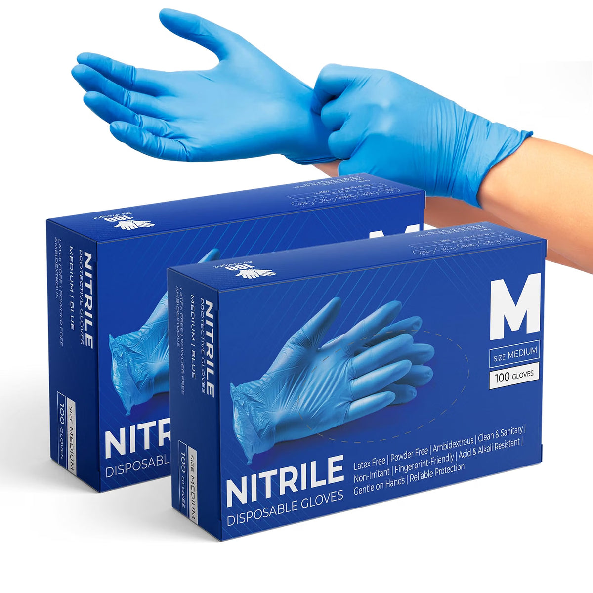 Glovein Disposable Gloves, Blue Nitrile Gloves, Powder-Free, Latex-Free, Strong with Textured Grip, Multipurpose for Food Handling, Cleaning, Automotive & DIY