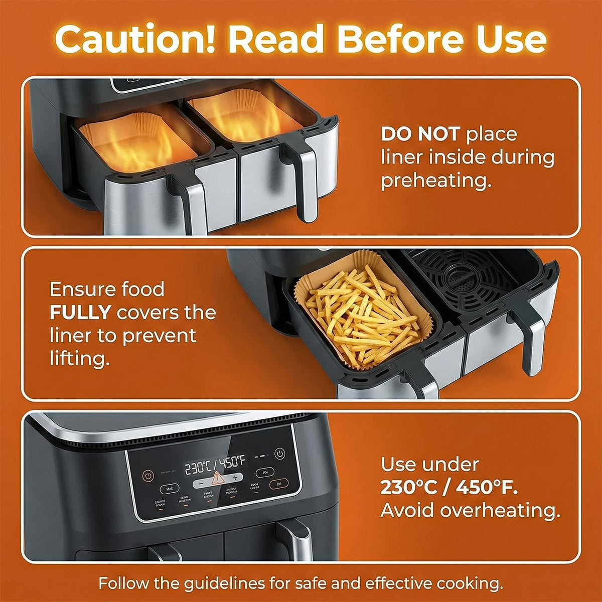 Roe Tenpo Air Fryer Liners, 100Pcs Disposable Baking Parchment Paper, Non-Stick & Greaseproof, Air Fryer Accessories for Ninja AF300UK AF400UK, Salter, Tower and Other Dual Zone Air Fryer