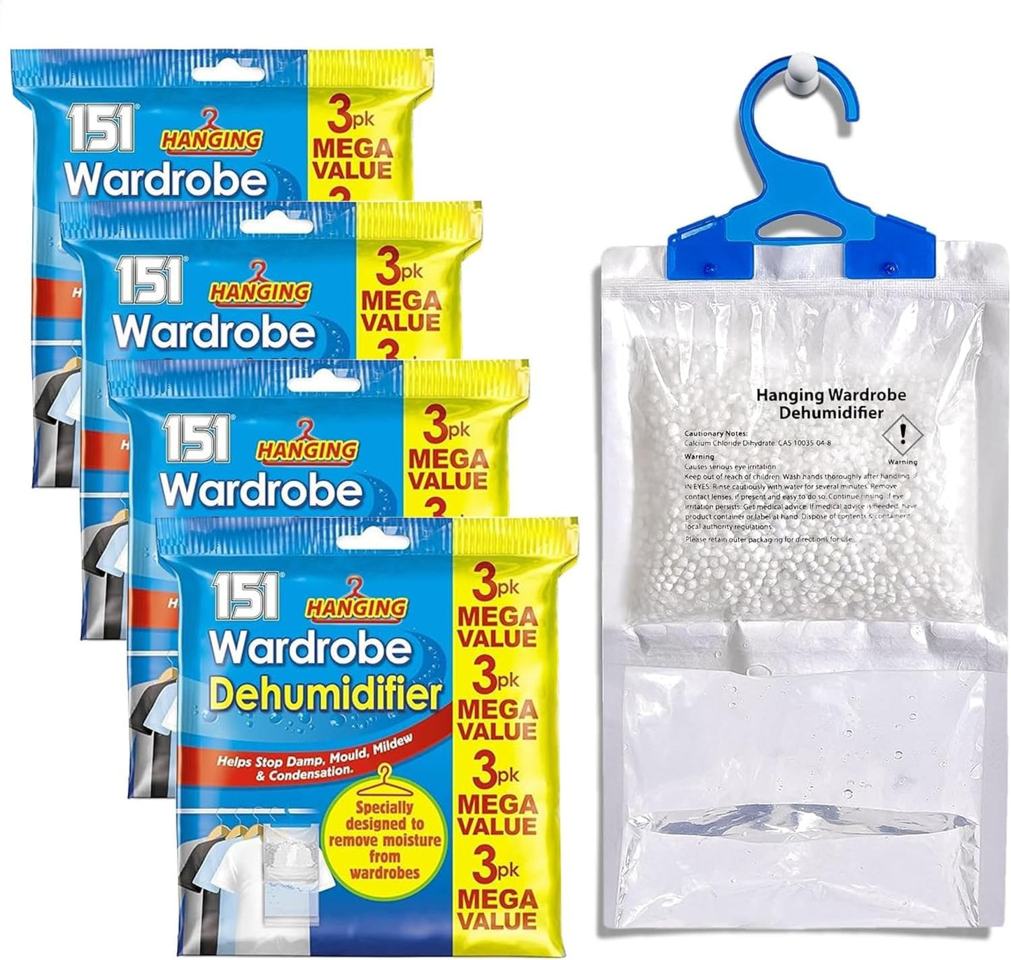 Roe Tenpo Wardrobe Dehumidifier Hanging Bags, Pack Of 12 Moisture Absorbers