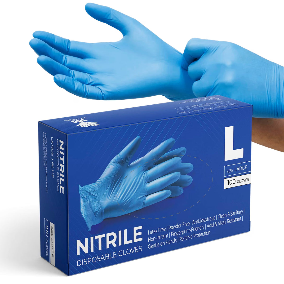 Glovein Disposable Gloves, Blue Nitrile Gloves, Powder-Free, Latex-Free, Strong with Textured Grip, Multipurpose for Food Handling, Cleaning, Automotive & DIY