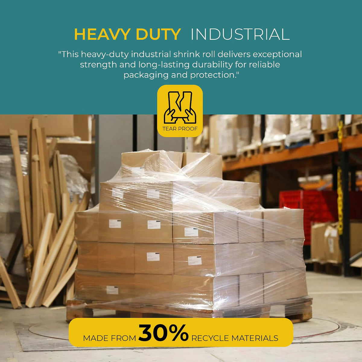 Stick Well Shrink Wrap Roll - 400mm x 250m, Strong & Durable, Stretchable, Water & Moisture Resistant, Industrial-Grade Cling Film, for Luggage, Pallet Wrapping & Packaging (Clear, 1 Roll)